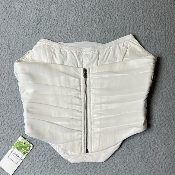 Fashion Classic Collection Top Women M Cream Sleeveless Strapless Corset Top NEW - Picture 4 of 11